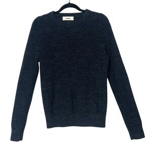 Buck Mason Knit Sweater Men Small MarbledCharcoal BlackCotton Rib Crew Pullover